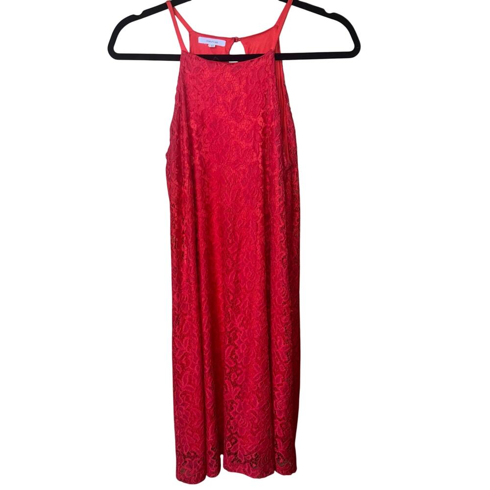 Red Lace Sleeveless Dress Keyhole Back Floral Romantic Spring Dress Size Small